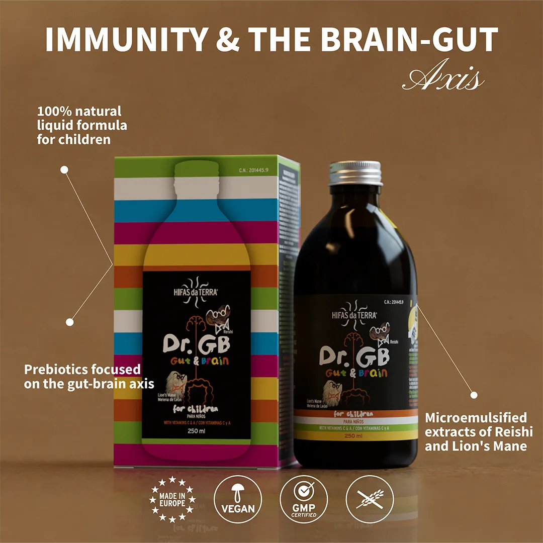 Hifas da Terra Dr. GB Gut & Brain syrup with Reishi, Lion’s Mane and prebiotics.
