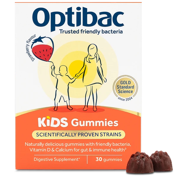Optibac Kids Gummies strawberry flavour friendly bacteria supplement – 30 gummies